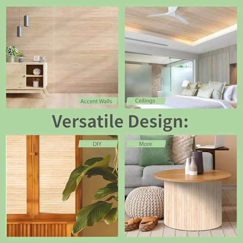 Art3d 48 x 96 in Natural Bamboo Wall Panel, 2-Pack, Light-Carbonized - color: Light-carbonized, size: 2-48 inches x 96 inches