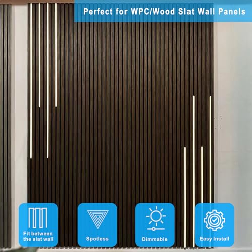 LED Wall Panel Lights Black,Dimmable Wood Slat Wall Panel Strip Light 8PCS - size: Black-8PCS