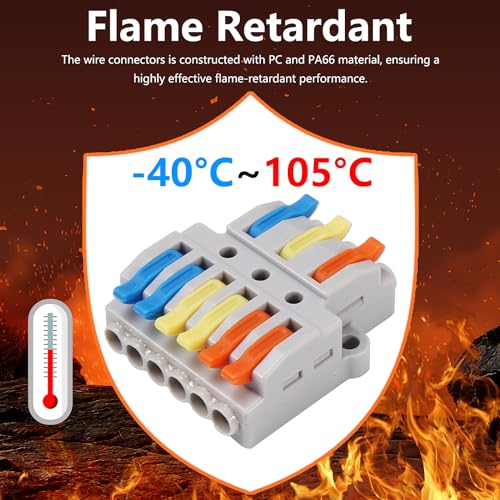20PCS Lever Wire Connectors - 3 in 6 Out Quick Electrical Lever Nuts, Push-in Conductor Terminal Block AWG 28-12 - color: Grey,20pcs 3 in 6 out