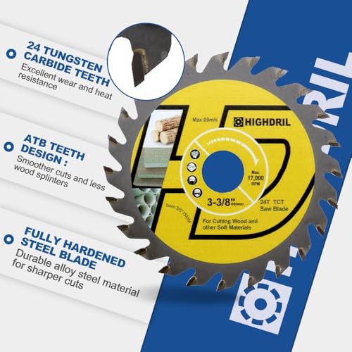 HIGHDRIL TCT Wood Blade 3" 75mm x Arbor 3/8" 10mm - 4pcs Angle Grinder Cutting Disc for Cutting Wood Plywood Chipboard Multilayer Panels - size: TCT Wood Blade