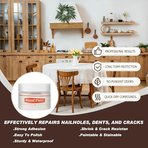 80g Wood Putty Kit, White Woods Filler for Quick Woods Repair Putty Projects on Wooden Cabinets Floors and Furniture - color: 80g White Wood Putty