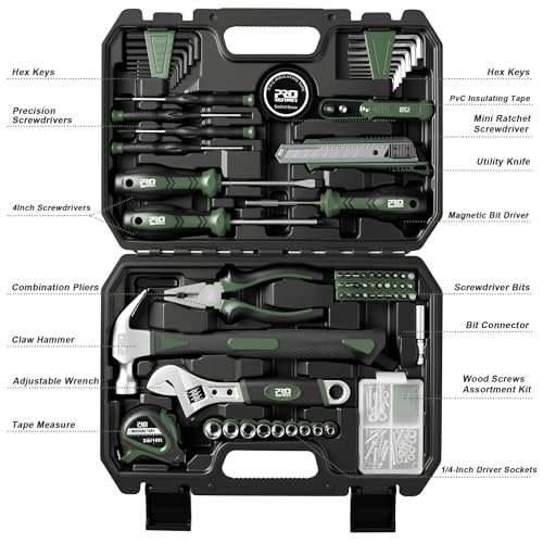 Prostormer 160-Piece Tool Set, Basic Home Repair Kit, Green - color: Green