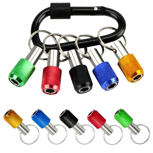 FACAINCXS Bit Holder 1/4 inch Hex Shank Screwdriver Bits Holder Extension Bar Keychain Screw Adapter Drill Change Hand-held Screwdrivers Drill Nut Driver Bits Holder Portable - color: Color