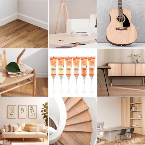 Wood Furniture Repair Kit, 6 Colors Wood Touch up Fillers Hardwood Laminate Vinyl Floor Repair Kit with Wood Putty, Wood Polish Wax for Hole, Scratch, Crack, Stain (Peach Wood 16Pcs) - color: Peach Wood 15 Pcs