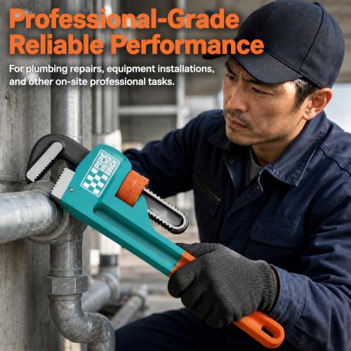 Heavy Duty Pipe Wrench, 8" Adjustable Straight Plumbing Wrench, High Drop-Forged jaws, Professional Pipeline Tool for Water Pipe Fittings, Mechanical assembly, Workshop Operations - size: 8inch