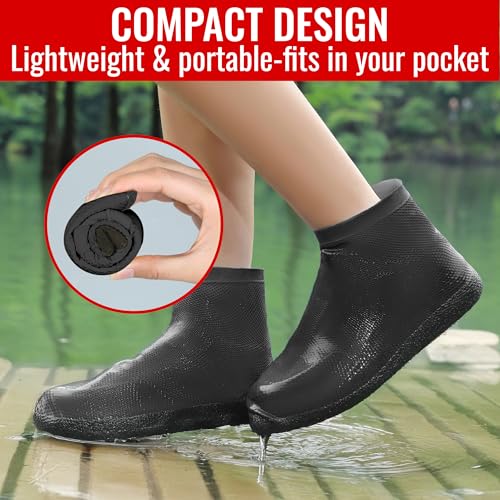 Rain Shoe Covers Waterproof Reusable Galoshes Overshoes - color: Black, size: X-Large