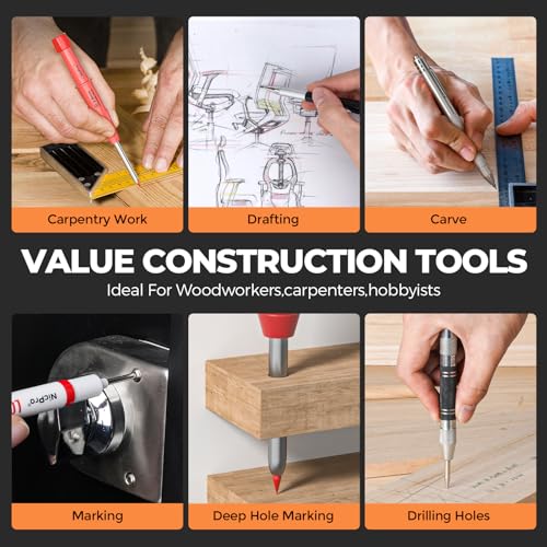 Nicpro 36PCS CP3000 Mechanical Carpenter Pencil Set with Sharpener & Sheath - size: 30 Pack