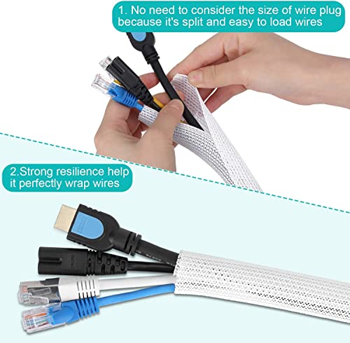 6.6ft, 1.2 inch White Cable Sleeve - color: White, size: 6.6ft, 1.2inch