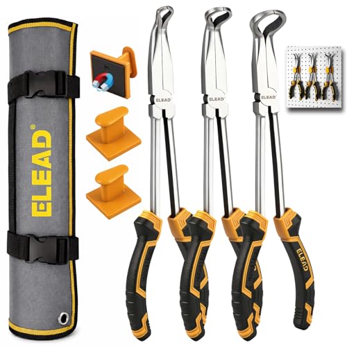 3-Piece 11" Hose Gripper Plier Set, Long Reach Hose Gripping Pliers, 5/16-Inch, 1/2-Inch, 3/4-Inch Diameter, Spark Plug Boot Removal Pliers, Serrated Jaws for Hard to Reach Tight Spaces - style: 3pcs Hose Gripper