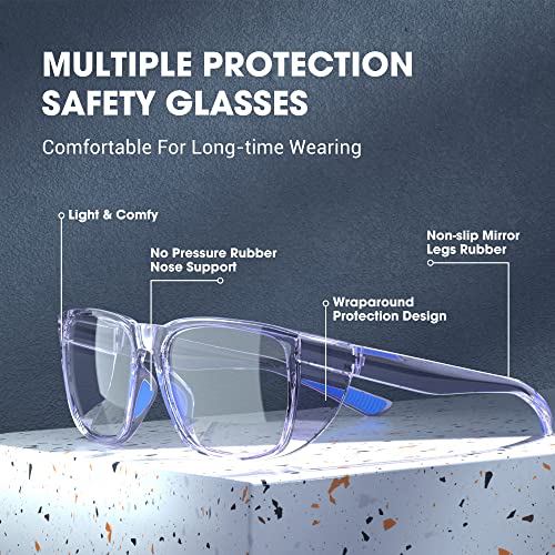 Safety Glasses Anti-Fog Eye Protection Blue Light Blocking Glasses for Women Men - color: Purple