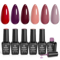 Beetles Gel Polish Set, 6 Pcs Burgundy Red Purple Brown Nail Gel Polish Kit - color: A - Creme | Raspberry Sorbet