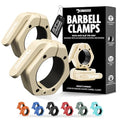 DMoose Fitness Barbell Clips 2 Inch (Pair) - Quick Release Olympic Barbell Clamps & Collars with Anti Slip TPR Grip for Secure Weightlifting and Powerlifting - Weight Clips for Bars at Home or Gym - color: Beige, style: Non Magnetic