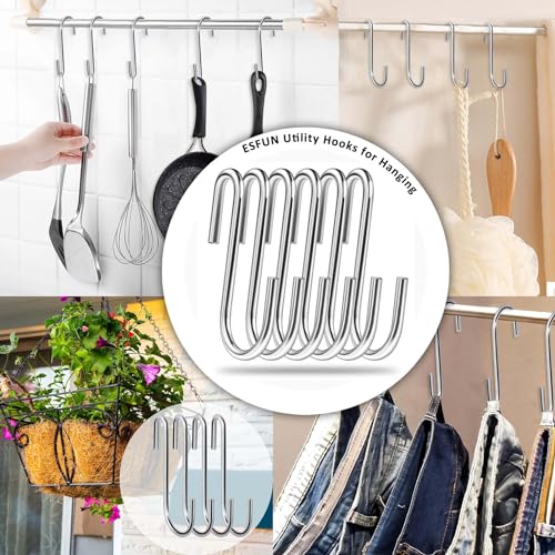 30 Pack 2.4 inches Heavy Duty S Hooks for Hanging, Pan Pot Holder Wire Shelves Rack Hooks for Hanging, S Shaped Hanger Metal Hooks for Kitchen Pots Utensils Jeans Clothes Bags Hats Towels Plants - size: 2.4 inch
