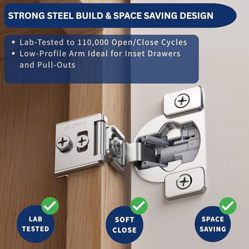 Burks 30 Pack 1-13/32" Overlay Soft Close Face Frame Cabinet Hinges - size: 1 13/32'' Overlay
