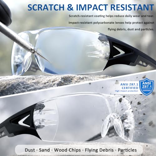 TBET Clear Safety Glasses Bulk for Men, ANSI Z87.1& UV Protection Glasses