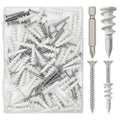120pcs (60 Sets)-Plasterboard Fixings, Self-Drilling Plasterboard Anchors & #8 Galvanised Screws + Magnetic Screwdriver — 75 lb Hold - color: #8 Screws-F 120pcs