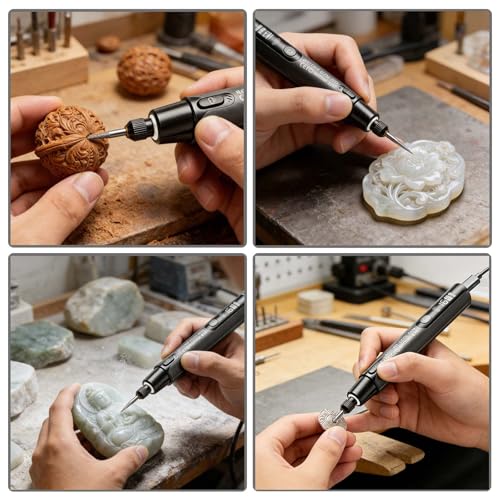 Kyntvex Cordless Rotary Tool Kit with 108 Pcs Accessories, 6-Speed 16000rpm 3.7V Multi-Purpose Small Electric Grinder for Sanding Polishing Drilling Engraving DIY Crafts-Grey-108PCS