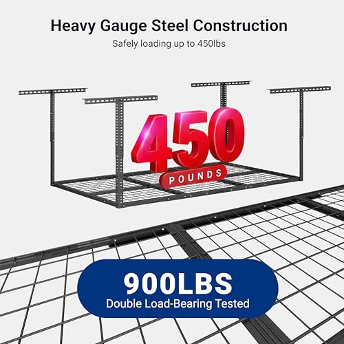 FLEXIMOUNTS 3x6 Overhead Garage Ceiling Storage Rack Adjustable, Hammertone - color: Hammertone, size: 3x6 ft