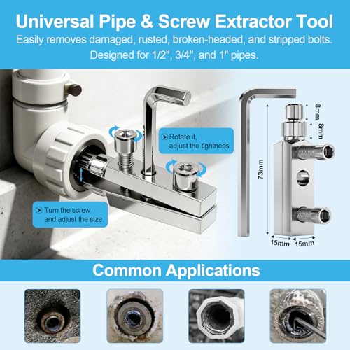 5 pcs Integrated Internal & External Pipe Threading Tool Kit with 1/2" 3/4" 1" Dies, Broken Bolt/Stripped Screw Extractor, 40Cr Steel Portable Set with Case for Plumbing, Electric Drill Compatible