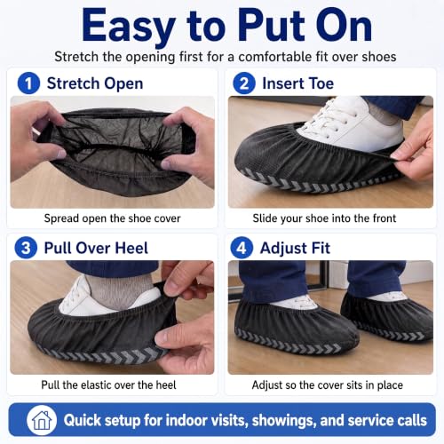 Innovative Haus Black Disposable Shoe Covers Non Slip Booties, XL, 50 Pack - style: 50 Pack