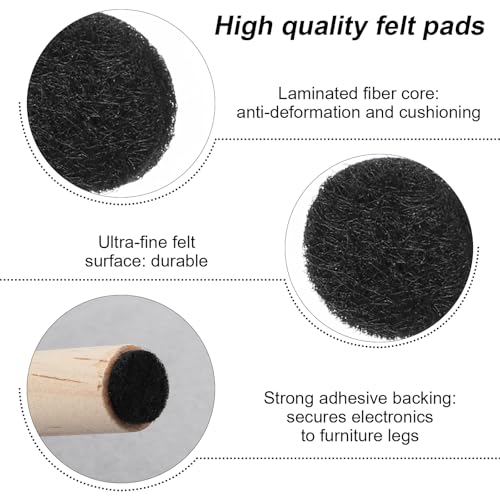 Nogeqi 320PCS Small Felt Pads, 3/8" Round Felt Dots with Adhesive Backing, Small Furniture Pads Self Adhesive Cushion Dots for Cabinet Door Bumpers Coasters Desks Drawers (Black)