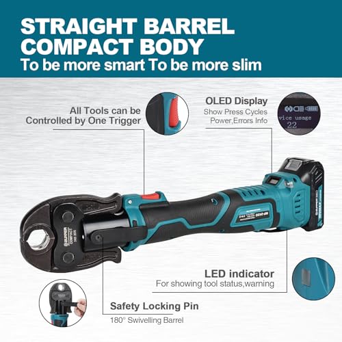ZUPPER Compact Press Tool Kit for 1/2", 3/4", 1" Copper Pipes - style: MP-2430 (kit with 3 VUS Copper Press Jaws 1/2", 3/4", 1")