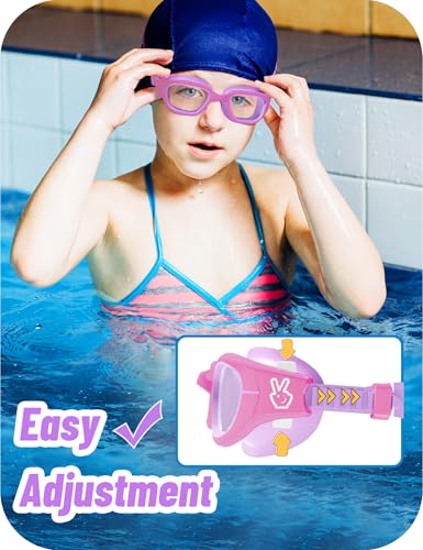 Vvinca Kids Swim Goggles, Swimming Goggles for Kids 3-14 Anti-Fog UV Protection No Leak Pool Glasses for Boys Girls - color: 04-pink &Purple