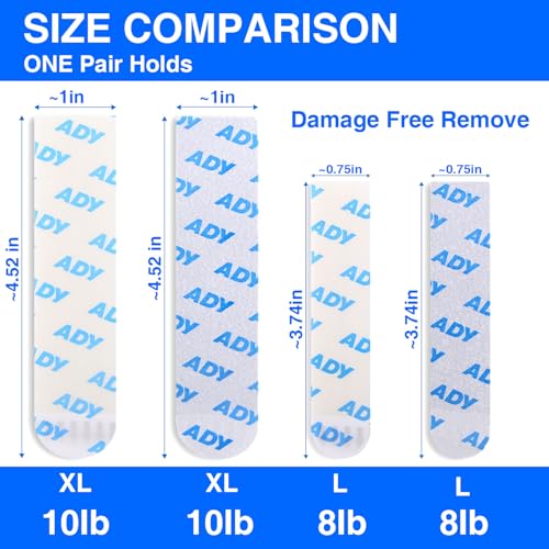 ADY Picture Hanging Strips Heavy Duty 40Pairs, Picture Hangers Damage Free Removable, Adhesive Mounting Tape for Wall - size: White-XL