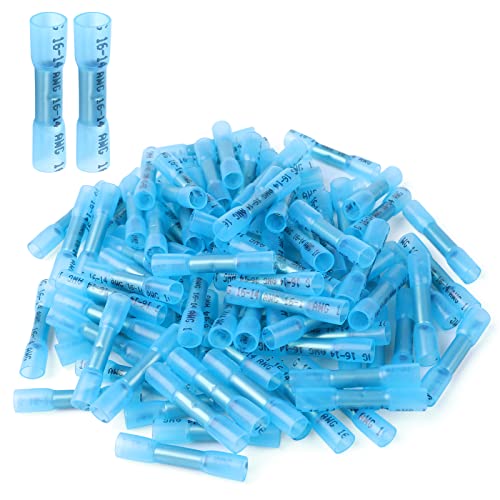 500PCS Heat Shrink Butt Wire Connectors 16-14 AWG, Insulated Waterproof Electrical Wire Connectors Automotive Marine Grade Wire Crimp Terminals Butt Splices, Ideal for Boat, Truck, Blue - size: Blue 500 PCS
