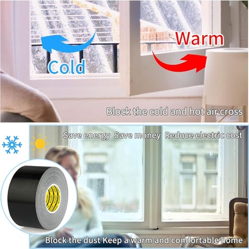 Cloth Duct Window Seal Strip Tape,Black,2.75inch x 66FT - color: Black, size: 2.75inch x 66FT