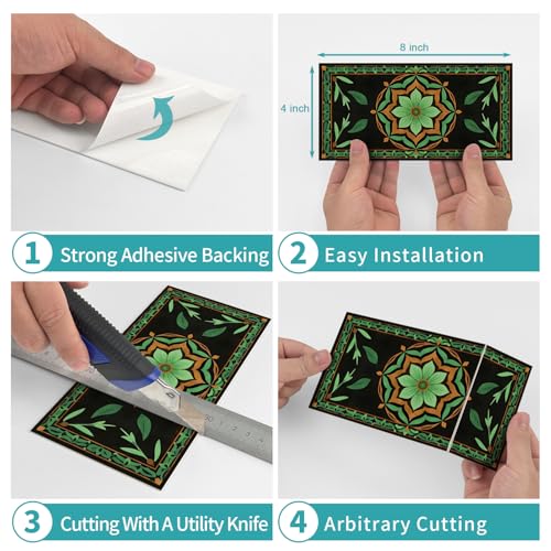 VICCI 16Pcs Peel and Stick Tile Decals 8" x 4" - color: Sjm-303, size: 8x4IN*16PCS