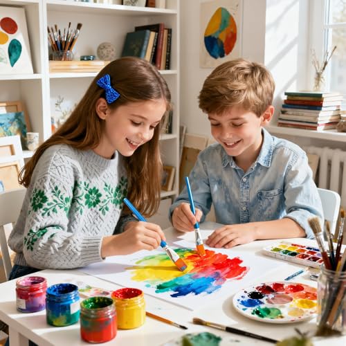 40 Pcs Flat Paint Brushes,1 Inch Craft Paint Brushes, Large Acrylic Paint Brush for Watercolor, Oil Painting, Acrylic,Big Paint Brush for Oil Paint and Body Painting Crafts, Rock Painting - color: 40 Pcs