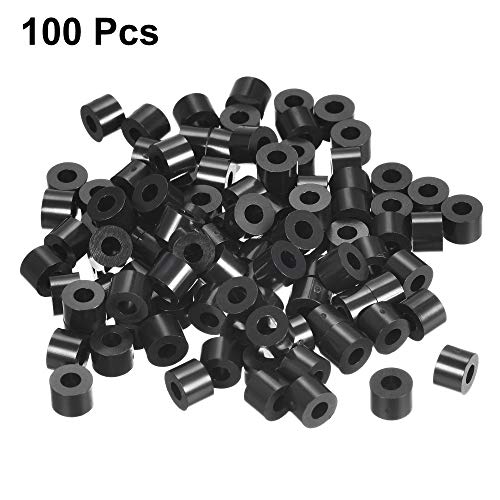 uxcell Nylon Round Spacer Washer 3.2mm ID 7mm OD 5mm Height for M3 Screws Black 100Pcs - size: 3.2mmx7mmx5mm
