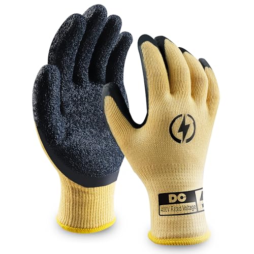 DongChu Insulated Electrician Gloves, 400V Electrical Work Gloves with Non-Slip Grip, Flame Retardant for Home Repair, Outlet Replacement, DIY Projects, Large
