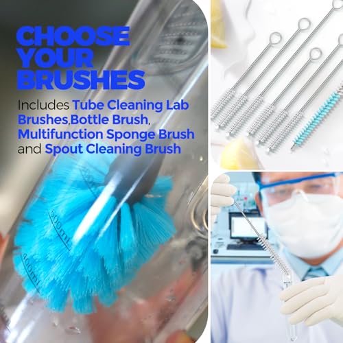 Holikme Bottle Brush Tube Cleaning Lab Set with Long Handle,White - color: White