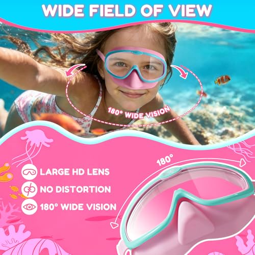 Seago Kids Swim Goggles with Nose Cover 2 Pack for 3-14 Anti-Fog Clear View - color: Pink Green & Pink Purple