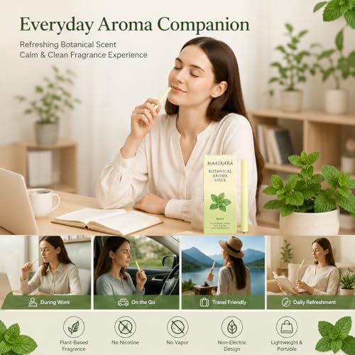 Herbal Air Stick Plant-Based Extracts, Breathing Support, Oral Freshness Non-Electric Personal Air Diffuser, Portable Smoking Alternative Accessory for Home Office Travel Smokeless Inhaler