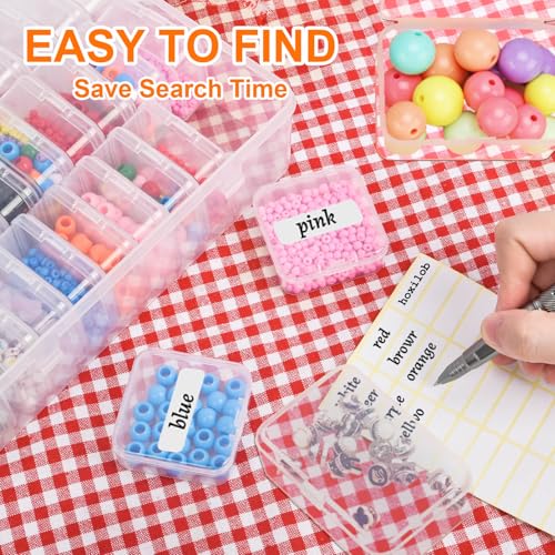 46Pcs Bead Organizer Set, Premium Small and Medium Clear Plastic Storage Boxes for Jewelry Making Crafts Screws Seeds DIY Bracelets Diamond Small Parts, Stackable Containers with Hinged Lid and Labels - size: 2 Pack 46 Pcs (Small and Medium)