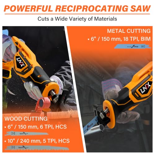 Cordless Reciprocating Saw for DEWALT 20V MAX Battery, Brushless Electric Recip Saw with 4 Blades, 0-2800 SPM Variable Speed, Tool-Free Blade Change, for Wood/PVC/Metal Cutting