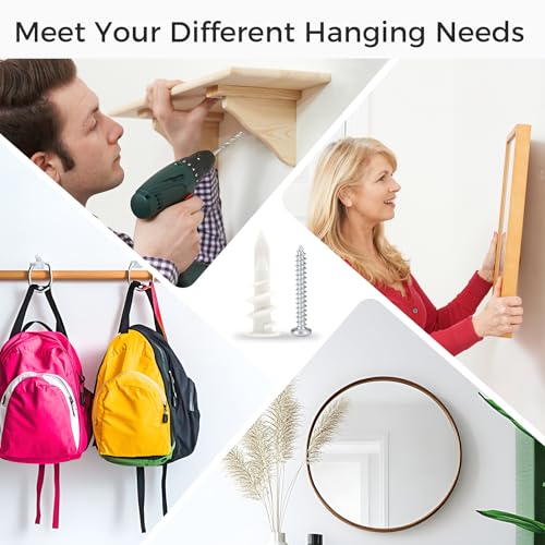 8# 70PCs Self Drilling Drywall Anchors Kit - 75LBs Heavy Duty Plastic Drywall Hangers with 35 Self-Tapping Screws - Mounting Hardware for Sheetrock Anchors