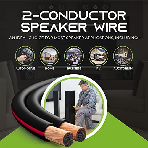 GEARit 12 Gauge Speaker Wire 100FT, 12/2 CCA Cable with 12 Banana Plugs - color: Black (with Banana Plugs), size: 12AWG / 100 Feet