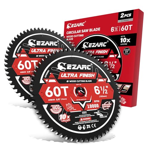EZARC 6 1/2 Circular Saw Blades, 60T Ultra Finish for Laminate, 2-Pack - size: 6-1/2'', style: 60T