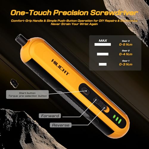 4V Cordless Electric Screwdriver Set, 26 S2 Bits, USB-C, LED