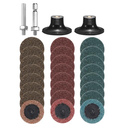 HARFINGTON 28pcs Quick Change Discs Set 2" Lock Sanding Discs with 1/4" Shank Pad Holder Coarse/Medium/Fine Grit Surface Conditioning for Polish Rust Removal - size: 2"