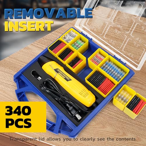 haisstronica Solder Seal Connectors and Tubing Kit, Mini Heat Gun, 340PCS - size: 340PCS