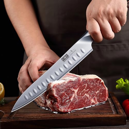 HOSHANHO 8 Inch Carving Knife & 7 Inch Fork Set, Razor Sharp Slicing Knife
