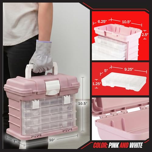 Stalwart Portable Tool Box for Women or Men, Pink