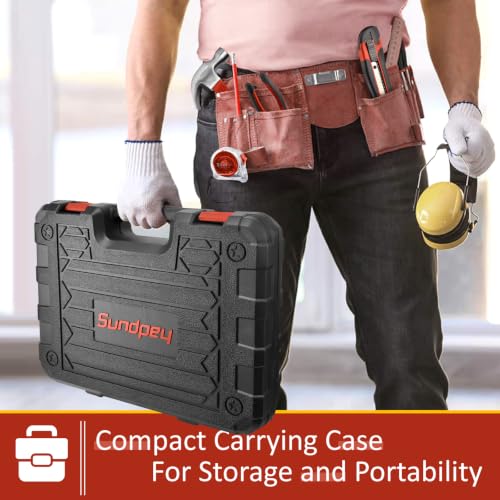 Sundpey 148 Pcs Portable Basic Hand Repair Home Tool Kit Set with Case Red - color: Red