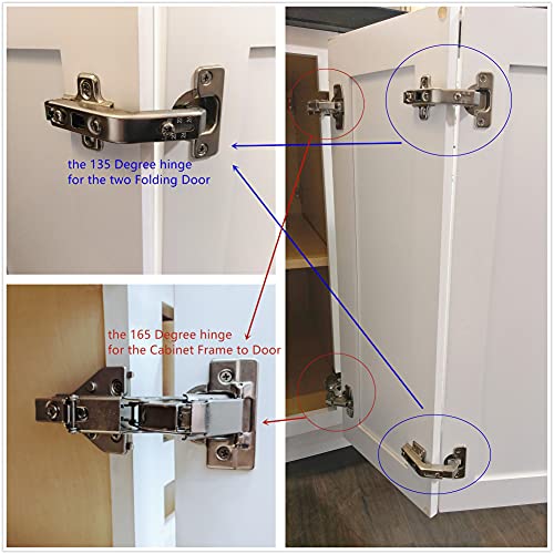 Lazy Susan Corner Cabinet Hinge 135° – Heavy Duty Folding Door Hinge for Kitchen Corner Cabinets, Stainless Steel, Includes Screws - size: 135 degrees