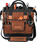 WELKINLAND 22-Pockets Hard Bottom Tool Bag, 14-Inch Electrician Tool Bag